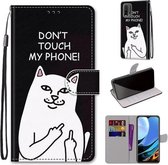 Voor Xiaomi Redmi 9 Power / Note 9 4G Gekleurde tekening Cross Texture Horizontale Flip PU lederen tas met houder & kaartsleuven & portemonnee & lanyard (middelvinger witte kat)