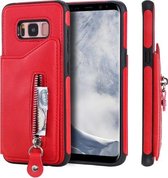 Voor Galaxy S8 effen kleur dubbele gesp rits schokbestendig beschermhoes (rood)