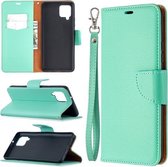 Voor Samsung Galaxy A42 5G Litchi Textuur Pure Kleur Horizontale Flip PU Lederen Case met Houder & Kaartsleuven & Portemonnee & Lanyard (Groen)
