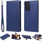 Voor Samsung Galaxy Note 20 2 in 1 Afneembare PU lederen tas in effen kleur met kaartsleuven & magnetische houder & fotolijst & portemonnee & riem (blauw)