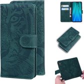 Voor Xiaomi Redmi Note 8 Pro Tiger Embossing Pattern Horizontale Flip lederen tas met houder & kaartsleuven & portemonnee (groen)