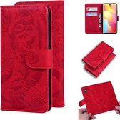Voor Xiaomi Redmi Note 10 Lite Tiger Embossing Pattern Horizontale Flip lederen tas met houder & kaartsleuven & portemonnee (rood)
