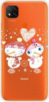 Voor Xiaomi Redmi 9C Christmas Series transparante TPU beschermhoes (paar sneeuwpop)