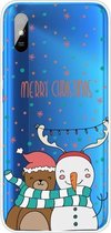 Voor Xiaomi Redmi 9A Christmas-serie Transparante TPU-beschermhoes (neem foto Bear Snowman)
