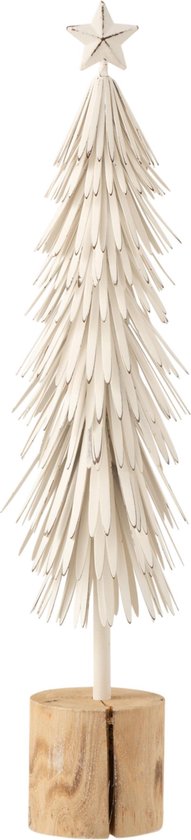J-Line Kerstboom op voet - metaal - wit - large