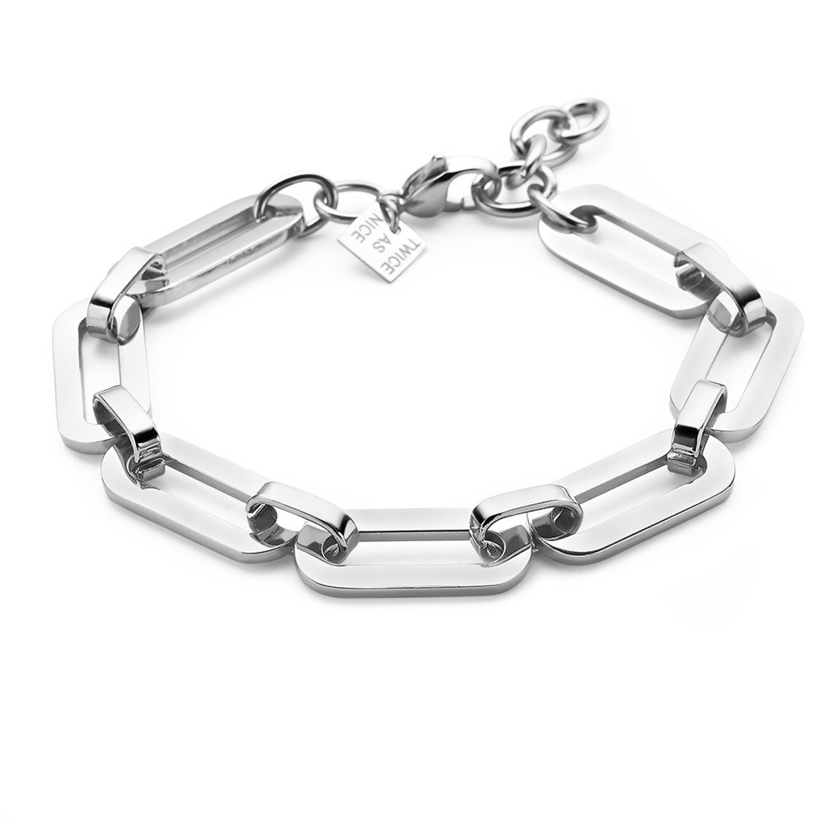 Twice As Nice Armband in edelstaal, ovalen 18cm+2cm