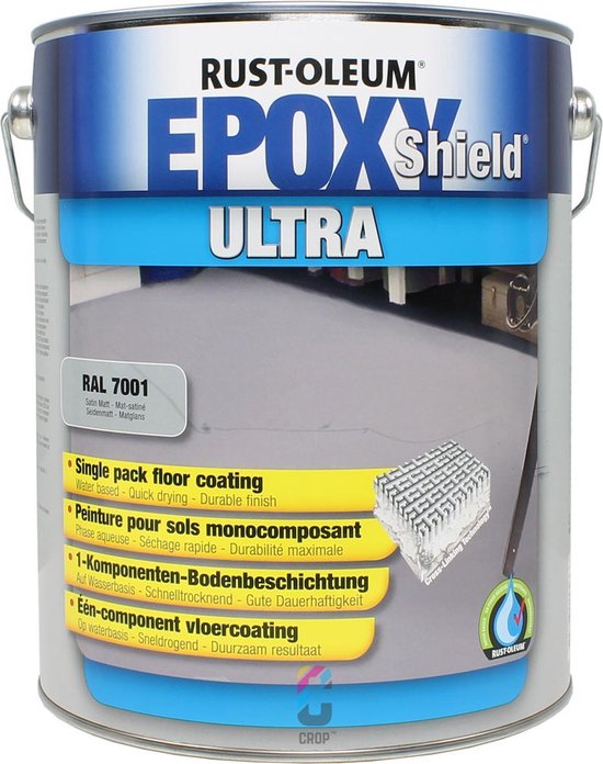 Rust-Oleum EPOXYSHIELD ULTRA 1K Vloercoating - Staal grijs RAL7001 - 5 Blik | bol.com