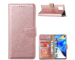 Hoesje Geschikt voor Xiaomi Mi 10T / Mi 10T Pro 5G Hoesje met Pasjeshouder portemonnee cover / bookcase - Rose Goud