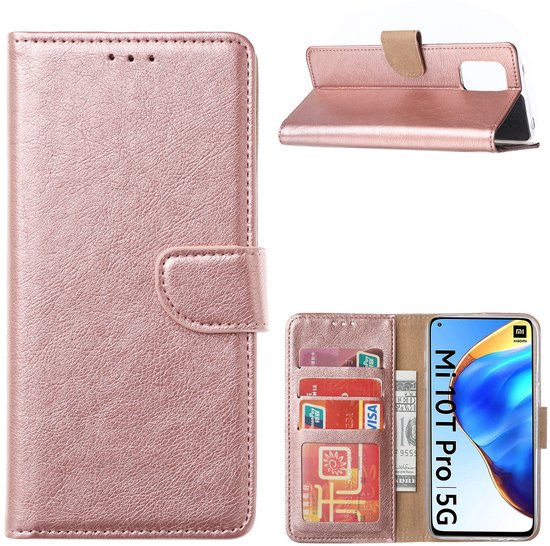 Coque Xiaomi Mi 10T / Mi 10T Pro 5G avec Porte-Cartes Etui Portefeuille / Bibliothèque - Or Rose