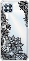 Voor OPPO Reno4 SE Gekleurde tekening Clear TPU Cover Beschermhoesjes (Black Rose)