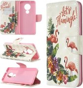 Voor Nokia 6.2 / 7.2 3D gekleurde tekening patroon horizontale flip lederen tas, met houder & kaartsleuven & portemonnee (engels flamingo)