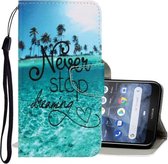 Voor Nokia 3.2 3D Gekleurde Tekening Horizontale Flip PU Lederen Case met Houder & Kaartsleuven & Portemonnee (Blue Coconut Grove)