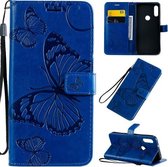 Voor Motorola Moto E7 3D Vlinders Embossing Patroon Horizontale Flip Leren Case met Houder & Kaartsleuf & Portemonnee & Lanyard (Blauw)