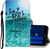 Voor Huawei Y5 2018 3D Gekleurde Tekening Horizontale Flip PU Leather Case met Houder & Kaartsleuven & Portemonnee (blauw Coconut Grove)