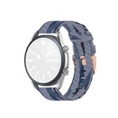 Voor Galaxy Watch 3 45 mm geweven nylon getextureerde band, maat: gratis maat 22 mm (blauw wit)