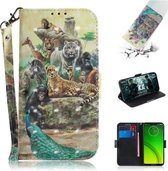 3D Schilderen Patroon Gekleurde Tekening Horizontale Flip Leren Case met Houder & Kaartsleuven & Portemonnee Voor Motorola Moto G7 Power (Zoo)