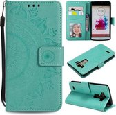 Voor LG G3 Totem Bloem Reliëf Horizontale Flip TPU + PU lederen tas met houder & kaartsleuven & portemonnee (groen)