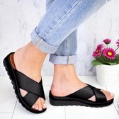Zomer Dames pantoffels Outdoor Sandaal Comfortabele sandalen, Maat: 38 (Zwart)