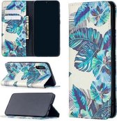 Voor Samsung Galaxy A50 Gekleurd Tekening Patroon Onzichtbaar Magnetisch Horizontaal Flip PU Leren Case met Houder & Kaartsleuven & Portemonnee (Blauw Blad)