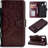 Voor Samsung Galaxy A60 Totem Bloem Reliëf Horizontale Flip TPU + PU Leren Case met Houder & Kaartsleuven & Portemonnee (Bruin)
