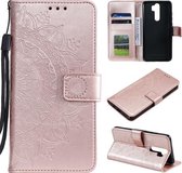 Voor Xiaomi Redmi Note 8 Pro Totem Bloem Reliëf Horizontale Flip TPU + PU Lederen Case met Houder & Kaartsleuven & Portemonnee (Rose Goud)