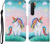 Voor Xiaomi Mi Note 10 Lite Gekleurde Tekening Patroon Horizontale Flip Leren Case met Houder & Kaartsleuven & Portemonnee & Lanyard (Regenboog Eenhoorn)