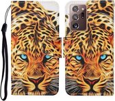 Voor Samsung Galaxy Note20 Ultra Gekleurde Tekening Patroon Horizontale Flip Leren Case met Houder & Kaartsleuven & Portemonnee & Lanyard (Gele Luipaard)