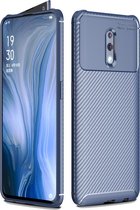 Carbon Fiber Texture schokbestendige TPU Case voor OPPO Reno (blauw)