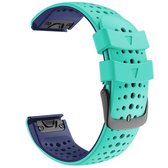 Voor Garmin Fenix 6 Tweekleurige siliconen ronde opening Quick Release vervangende band horlogeband (mintgroen blauw)