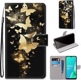 Voor OPPO A9 (2020) / A5 (2020) / A11X / A11 Gekleurde tekening Cross Texture Horizontale flip PU lederen hoes met houder & kaartsleuven & portemonnee & lanyard (Golden Butterfly G