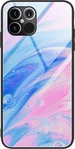 Voor iPhone 12 Pro Max Marble Pattern Glass beschermhoes (DL05)