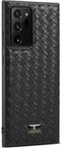 Voor Samsung Galaxy Note20 Ultra Fierre Shann Leather Texture Phone Cover Case (Woven Black)