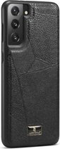 Voor Samsung Galaxy S21 + 5G Fierre Shann Leather Texture Phone Cover Case (Ox Tendon Black)