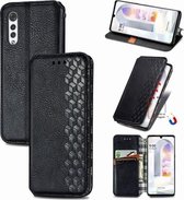 Voor LG Velvet 5G Cubic Grid Pressed Horizontal Flip Magnetic PU Leather Case met houder & kaartsleuven & portemonnee (zwart)