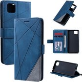 Voor Huawei Y5p / Honor 9s Skin Feel Splicing Horizontale Flip Leather Case met houder & kaartsleuven & portemonnee & fotolijst (blauw)