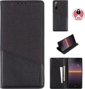 Voor Sony Xperia 10 II MUXMA MX109 horizontale flip lederen tas met houder en kaartsleuf en portemonnee (zwart)
