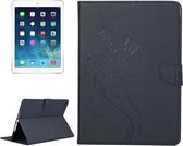 Voor iPad Air 2 Geperste Bloemen Vlinder Patroon Horizontale Flip PU Lederen Case met Magnetische Gesp & Houder & Kaartsleuven & Portemonnee (Zwart)