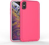 360 All-inclusive schokbestendig nauwkeurig gat PC + TPU beschermhoes voor iPhone XR (rose rood)