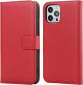 Horizontale flip-hoes van effen rundleer met magnetische sluiting en houder & kaartsleuven en portemonnee voor iPhone 12/12 Pro (rood)