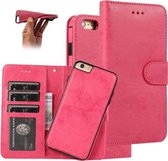 Voor iPhone 6 Plus KLT888-2 Retro 2 in 1 Afneembare Magnetische Horizontale Flip TPU + PU Leren Case met Houder & Kaartsleuven & Fotolijst & Portemonnee (Rose Red)