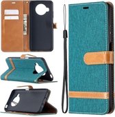 Voor Xiaomi Mi 10T Lite 5G kleuraanpassing denim textuur lederen tas met houder & kaartsleuven & portemonnee & lanyard (groen)