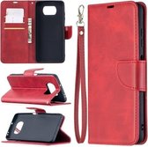 Voor Xiaomi Poco X3 Retro Lambskin Texture Pure Color Horizontale Flip PU Leather Case met Houder & Kaartsleuven & Portemonnee & Lanyard (Rood)