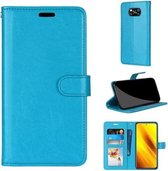 Voor Xiaomi Poco X3 NPC Pure Color Horizontale Flip PU lederen tas met houder & kaartsleuven & portemonnee & fotolijst (blauw)