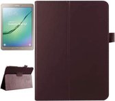 Litchi Texture Horizontale Flip Effen Kleur Smart Leather Case met Twee-vouwbare Houder & Slaap / Wekfunctie voor Galaxy Tab S2 9.7 / T815 (Bruin)