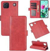 Voor LG K92 5G Dubbelzijdige magnetische gesp Horizontale flip lederen tas met houder & kaartsleuven en portemonnee (rood)