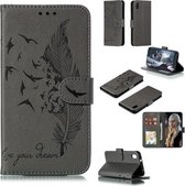 Feather Pattern Litchi Texture Horizontale Flip lederen tas met portemonnee & houder & kaartsleuven voor Geschikt voor Xiaomi Redmi 7A (grijs)