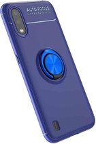 Voor Galaxy A01 metalen ringhouder 360 graden roterende TPU-hoes (blauw + blauw)