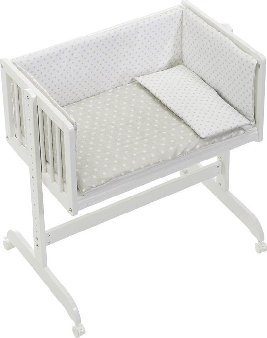 Interbaby Babywieg/cosleeper Star 90 X 55 Cm Hout Beige/wit