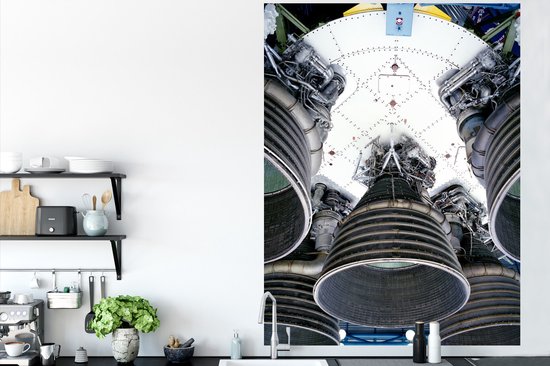 Sticker Muursticker Navette spatiale - fond de navette spatiale - 120x160 cm - film autocollant - sticker mural repositionnable XXL /