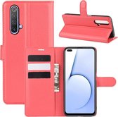 Voor OPPO Realme X50 5G Litchi Texture Horizontale Flip beschermhoes met houder & kaartsleuven & portemonnee (rood)